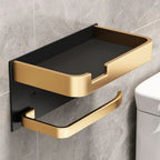 Wall-Mounted Metal Toilet Paper Holder with Adhesive or Screw Installation