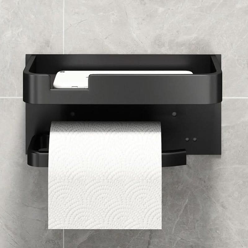 Wall-Mounted Metal Toilet Paper Holder with Adhesive or Screw Installation