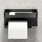 Wall-Mounted Metal Toilet Paper Holder with Adhesive or Screw Installation