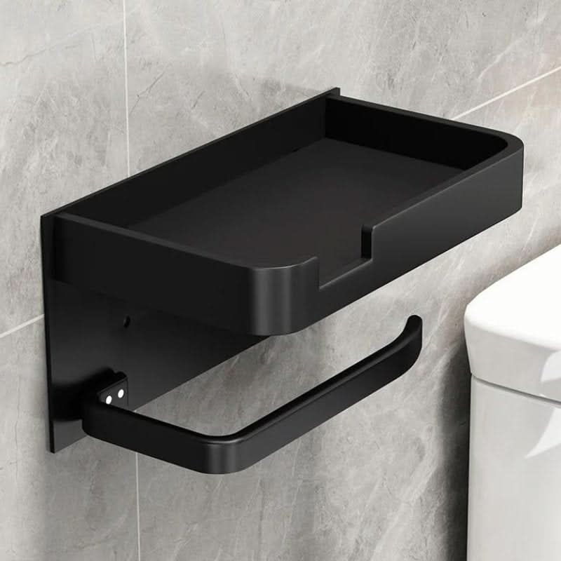 Wall-Mounted Metal Toilet Paper Holder with Adhesive or Screw Installation