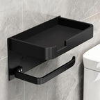 Wall-Mounted Metal Toilet Paper Holder with Adhesive or Screw Installation