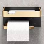 Wall-Mounted Metal Toilet Paper Holder with Adhesive or Screw Installation
