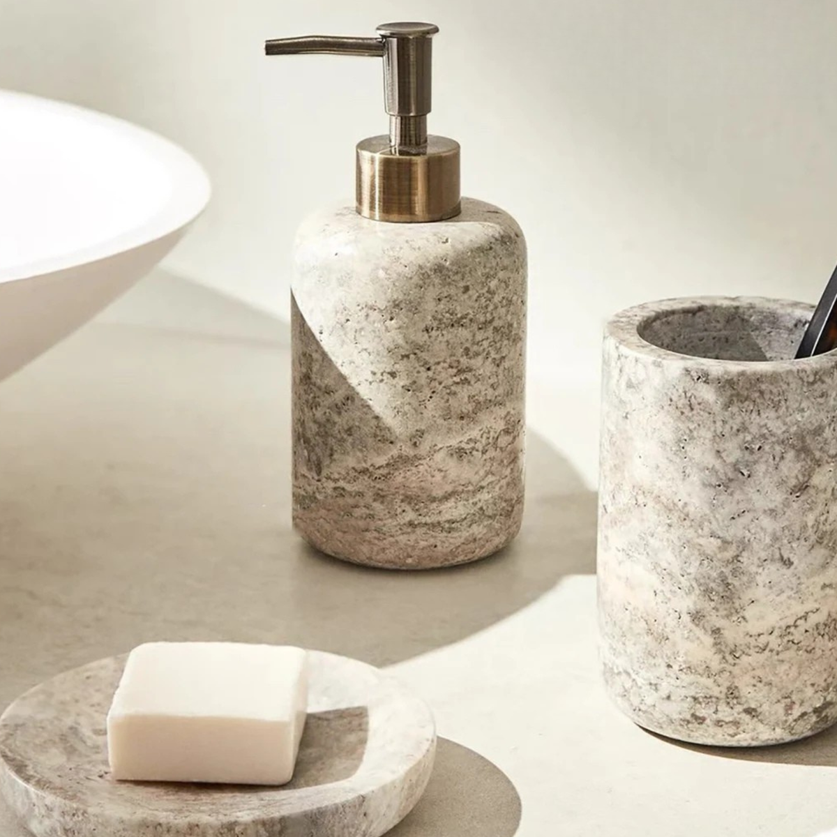 Renfosa Marble Bathroom Accessories Set