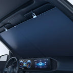 Retractable Car Windshield Sunshade, Silver Titanium Coating, Aluminum Alloy, view 2