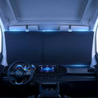 Retractable Car Windshield Sunshade, Silver Titanium Coating, Aluminum Alloy