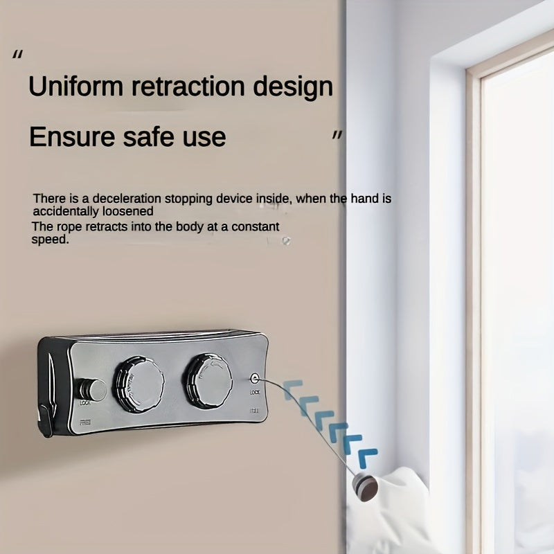 Retractable Double-Line Stainless Steel Clothesline, 5.1 m, view 4
