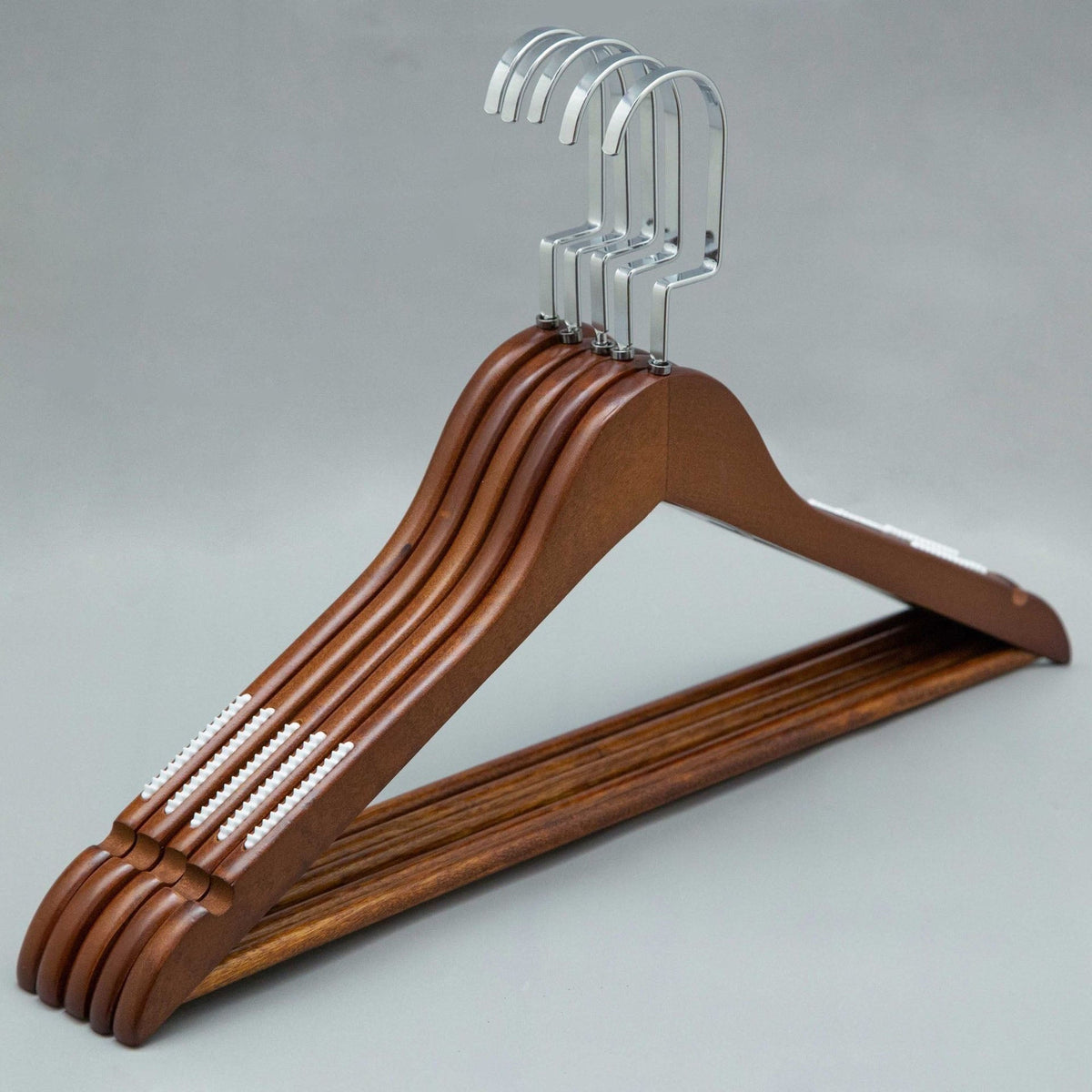 Retro Color Solid Wood Clothes Hangers, Flat Hook, 5-Piece Set, view 3