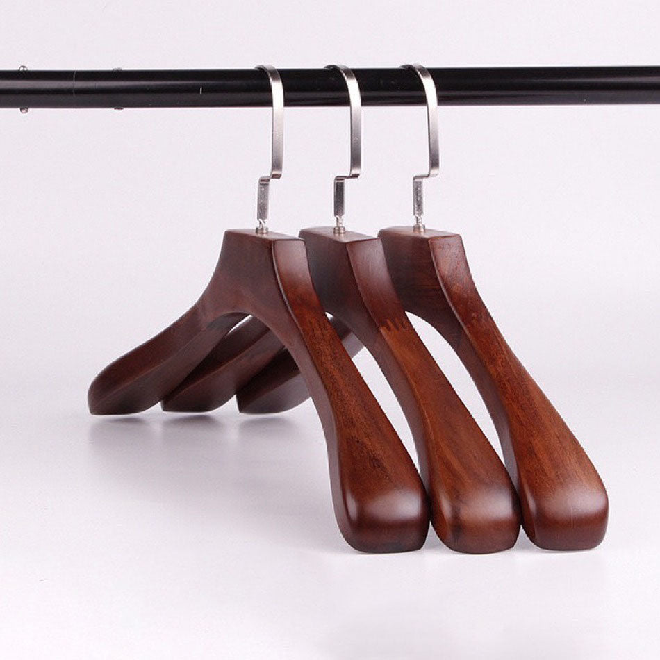 Retro Color Solid Wood Clothes Hangers, Flat Hook, 5-Piece Set, view 4