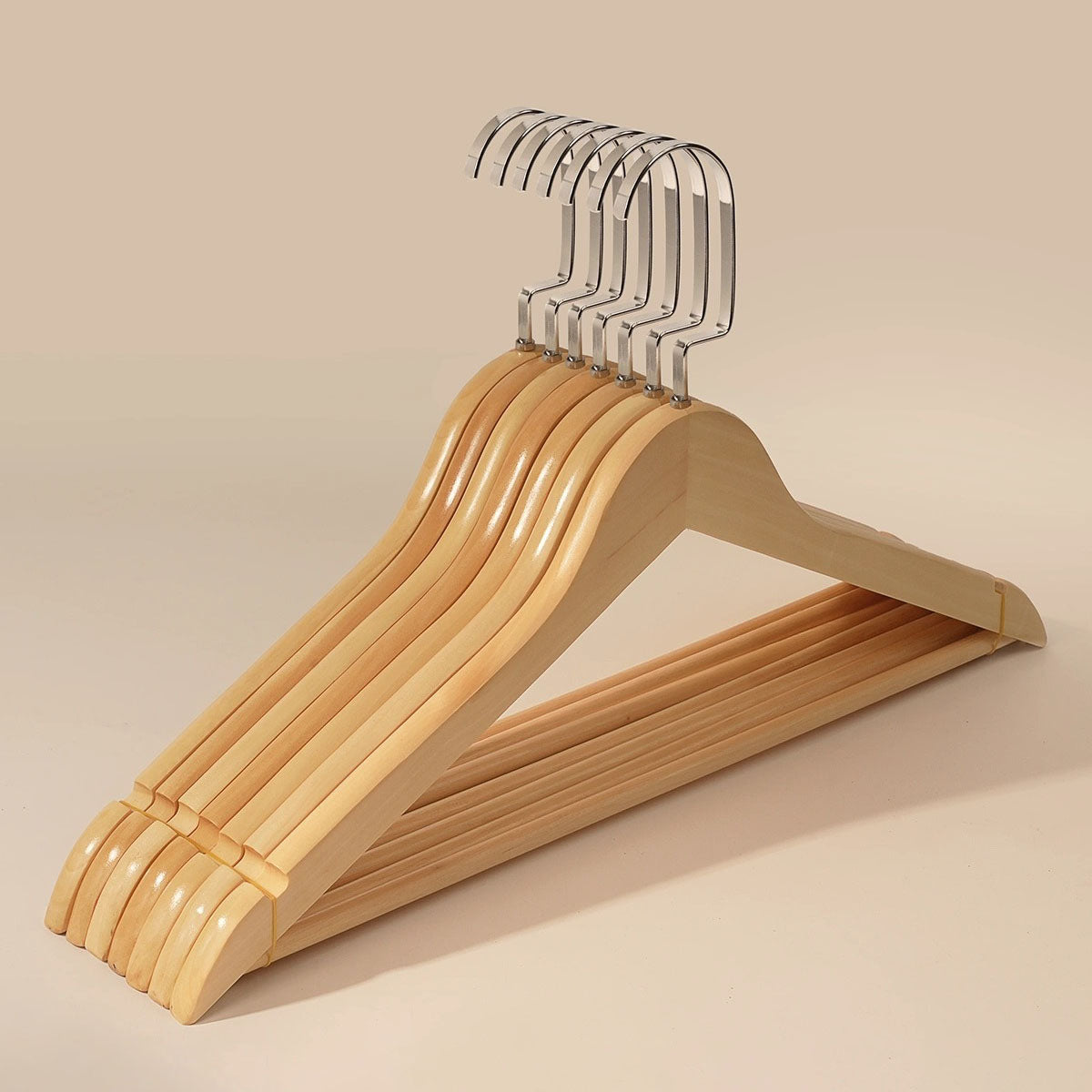 Retro Color Solid Wood Clothes Hangers, Flat Hook, 5-Piece Set, view 8