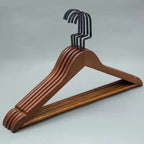 Retro Color Solid Wood Clothes Hangers, Flat Hook, 5-Piece Set, view 9