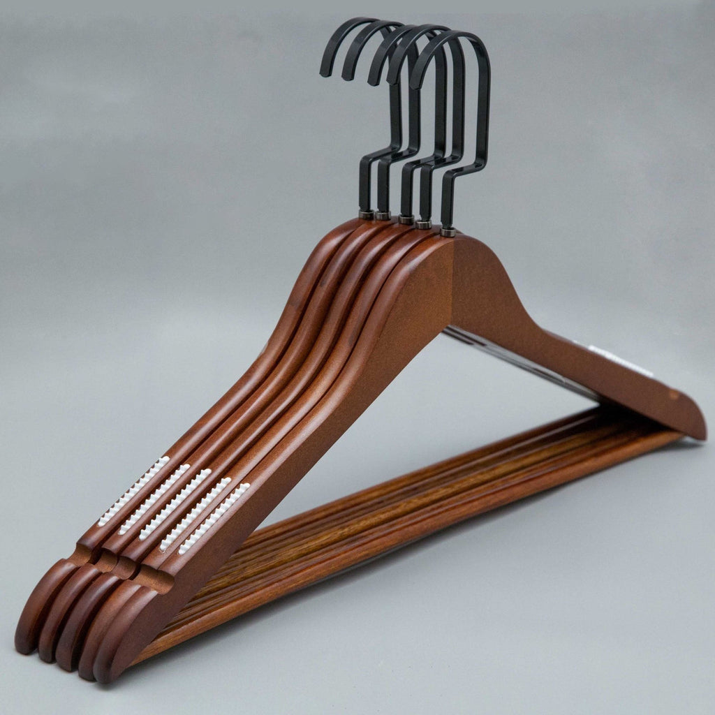 Retro Color Solid Wood Clothes Hangers, Flat Hook, 5-Piece Set