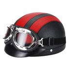 Retro Open-Face Motorcycle Helmet with Detachable Aviator Goggles, view 10