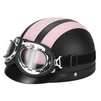 Retro Open-Face Motorcycle Helmet with Detachable Aviator Goggles, view 11