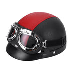 Retro Open-Face Motorcycle Helmet with Detachable Aviator Goggles, view 12