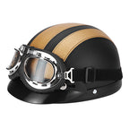 Retro Open-Face Motorcycle Helmet with Detachable Aviator Goggles, view 16