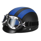Retro Open-Face Motorcycle Helmet with Detachable Aviator Goggles, view 2
