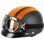 Retro Open-Face Motorcycle Helmet with Detachable Aviator Goggles, view 4