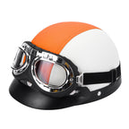 Retro Open-Face Motorcycle Helmet with Detachable Aviator Goggles, view 6