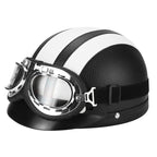 Retro Open-Face Motorcycle Helmet with Detachable Aviator Goggles, view 7