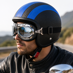 Retro Open-Face Motorcycle Helmet with Detachable Aviator Goggles