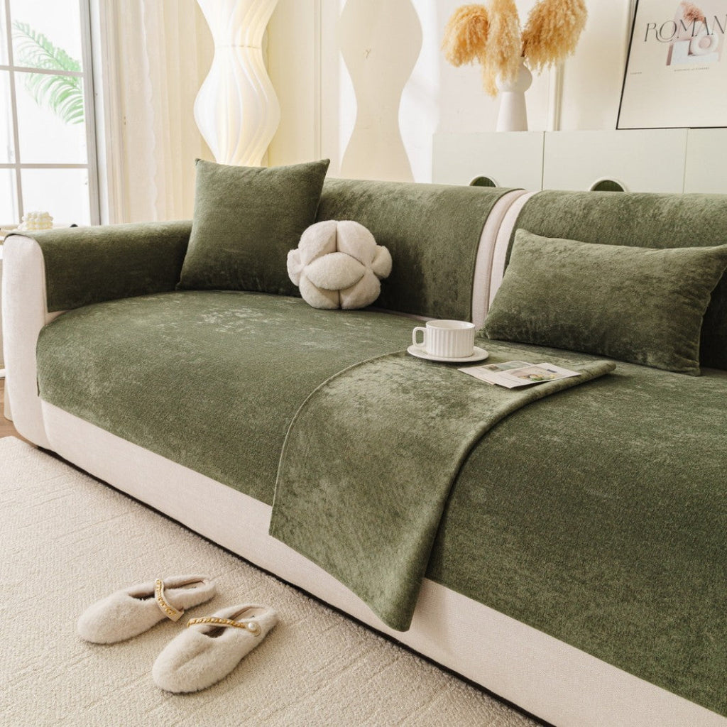 Reversible Stretch Sofa Slipcover with Plush Microfleece and Non-Slip Backing, view 10