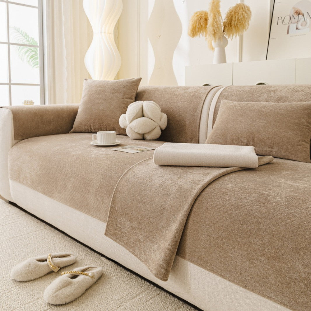 Reversible Stretch Sofa Slipcover with Plush Microfleece and Non-Slip Backing, view 6