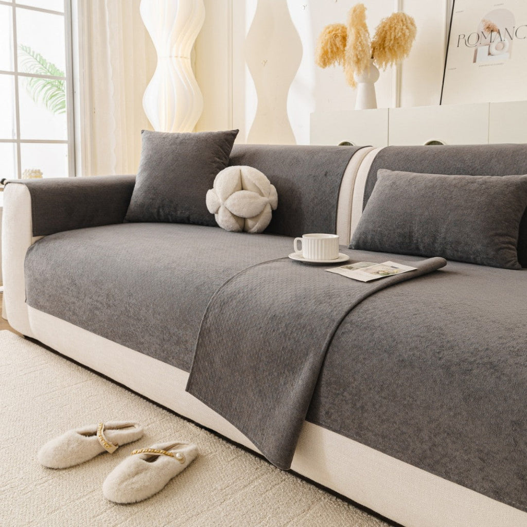 Reversible Stretch Sofa Slipcover with Plush Microfleece and Non-Slip Backing, view 7