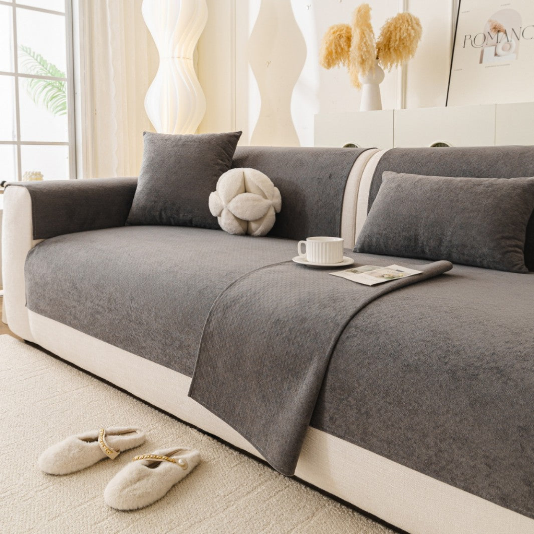 Reversible Stretch Sofa Slipcover with Plush Microfleece and Non-Slip Backing, view 7