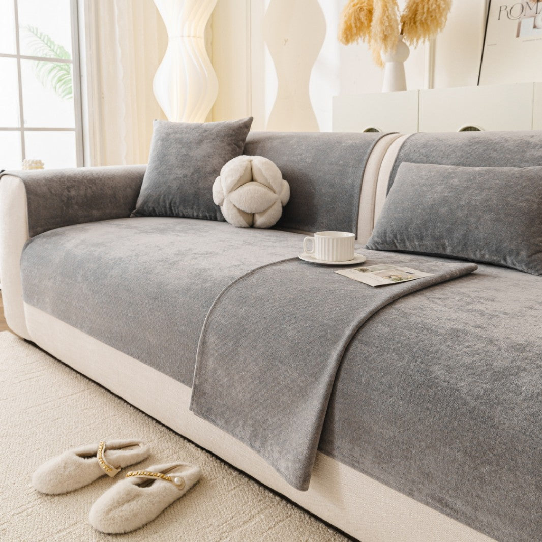 Reversible Stretch Sofa Slipcover with Plush Microfleece and Non-Slip Backing, view 9