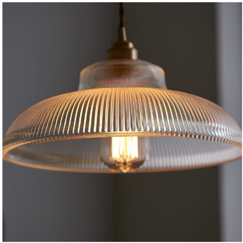 Rillenglas Industrial Pendant Light with Brass Socket | Thrascher