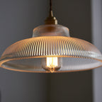 Rillenglas Industrial Pendant Light with Brass Socket | Thrascher