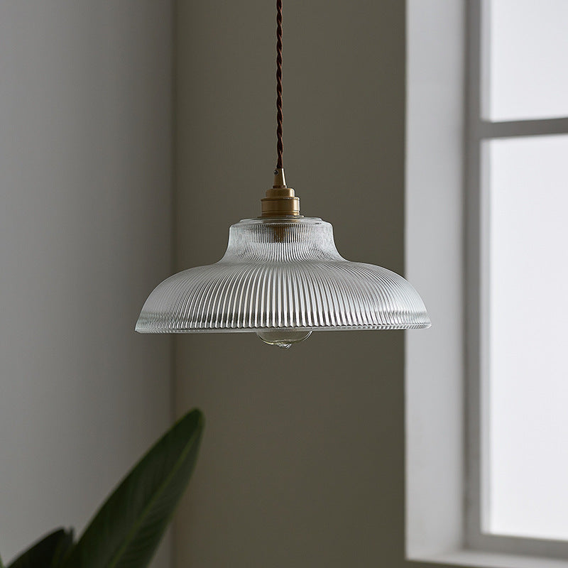 Rillenglas Industrial Pendant Light with Brass Socket | Thrascher