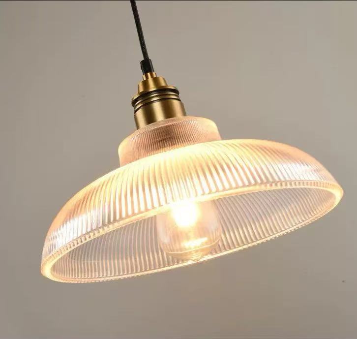 Rillenglas Industrial Pendant Light with Brass Socket | Thrascher