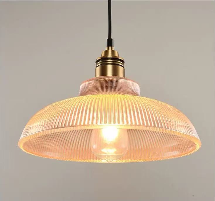 Rillenglas Industrial Pendant Light with Brass Socket | Thrascher