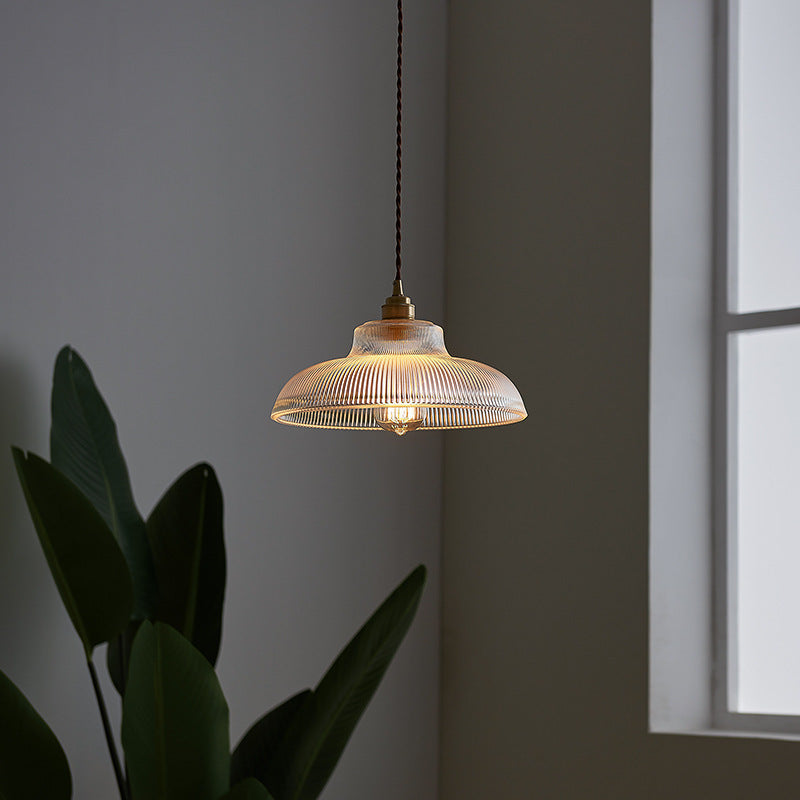 Rillenglas Industrial Pendant Light with Brass Socket | Thrascher