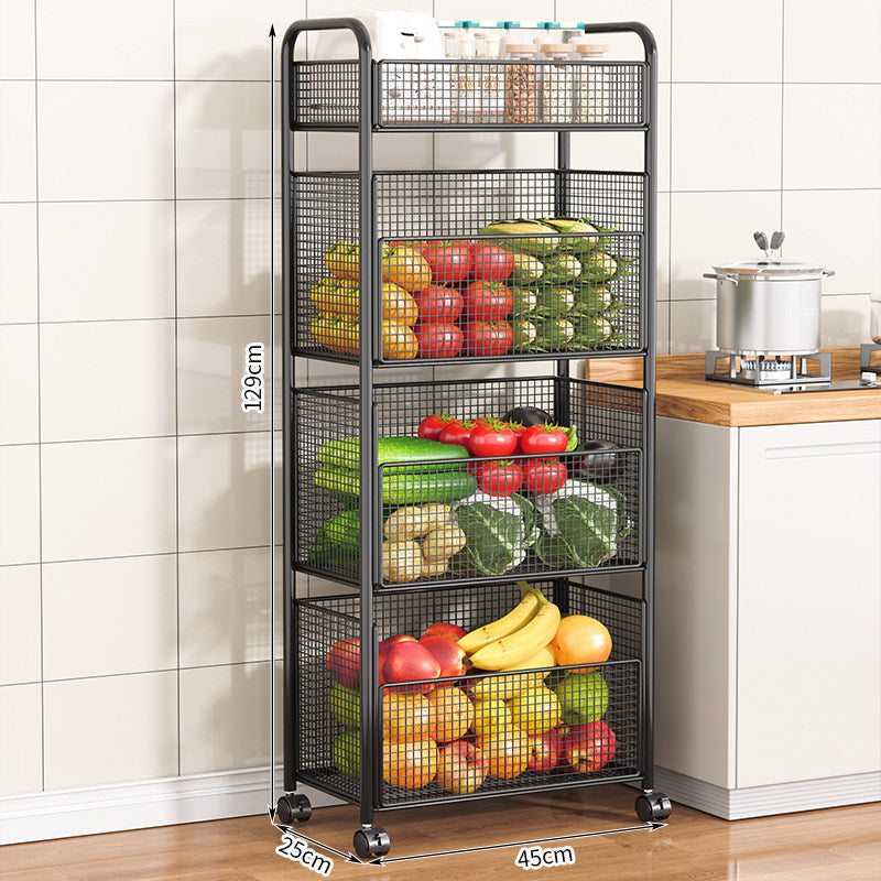 Rolling Kitchen Storage Cart with Mesh Basket | Thrascher