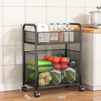 Rolling Kitchen Storage Cart with Mesh Basket | Thrascher