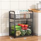 Rolling Kitchen Storage Cart with Mesh Basket | Thrascher