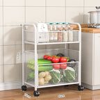 Rolling Kitchen Storage Cart with Mesh Basket | Thrascher