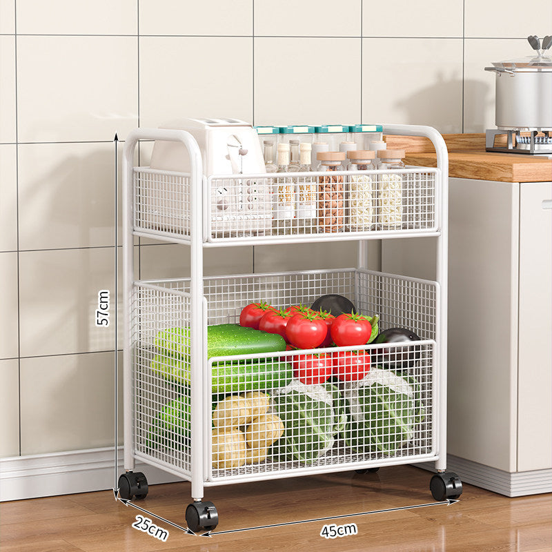 Rolling Kitchen Storage Cart with Mesh Basket | Thrascher