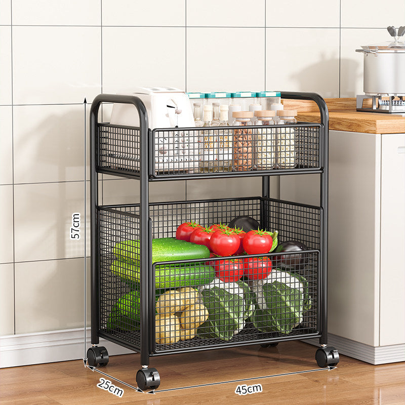 Rolling Kitchen Storage Cart with Mesh Basket | Thrascher