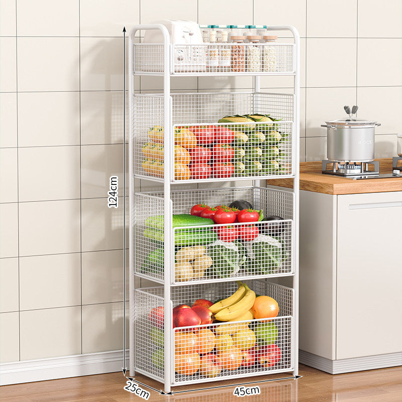 Rolling Kitchen Storage Cart with Mesh Basket | Thrascher