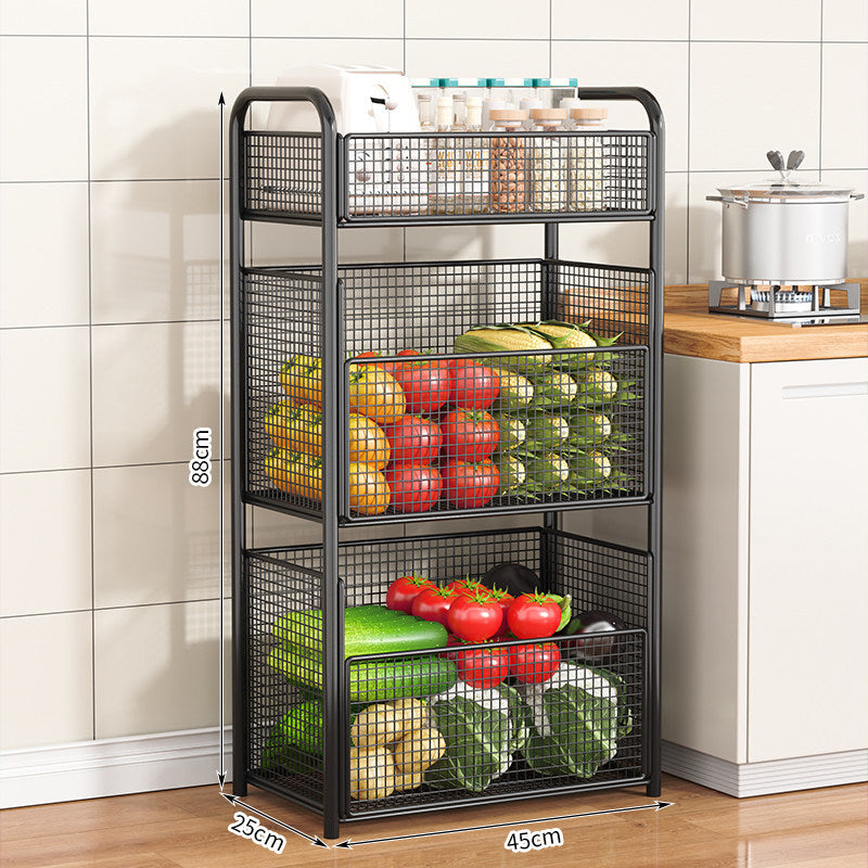 Rolling Kitchen Storage Cart with Mesh Basket | Thrascher
