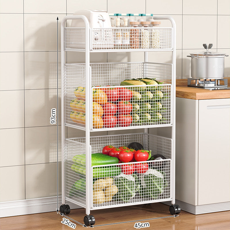 Rolling Kitchen Storage Cart with Mesh Basket | Thrascher