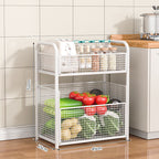 Rolling Kitchen Storage Organizer with Adjustable Mesh Basket | Thrascher