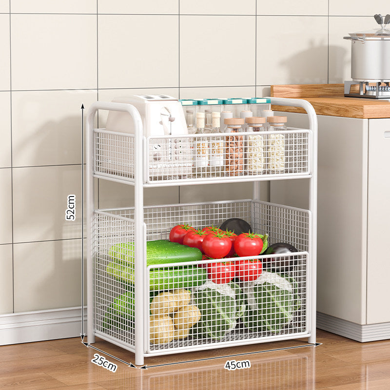Rolling Kitchen Storage Organizer with Adjustable Mesh Basket | Thrascher
