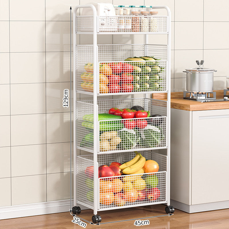 Rolling Kitchen Storage Organizer with Adjustable Mesh Basket | Thrascher