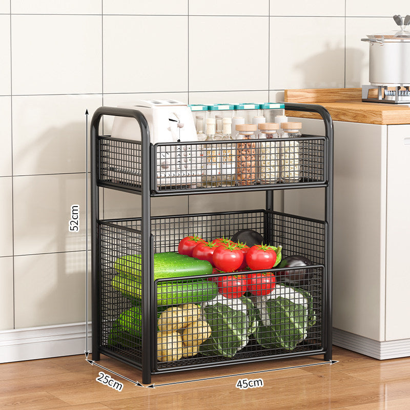 Rolling Kitchen Storage Organizer with Adjustable Mesh Basket | Thrascher