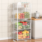 Rolling Kitchen Storage Organizer with Adjustable Mesh Basket | Thrascher
