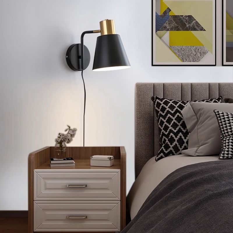 Rotatable Cone Wall Light with Brass Socket and Round Back Plate | Thrascher